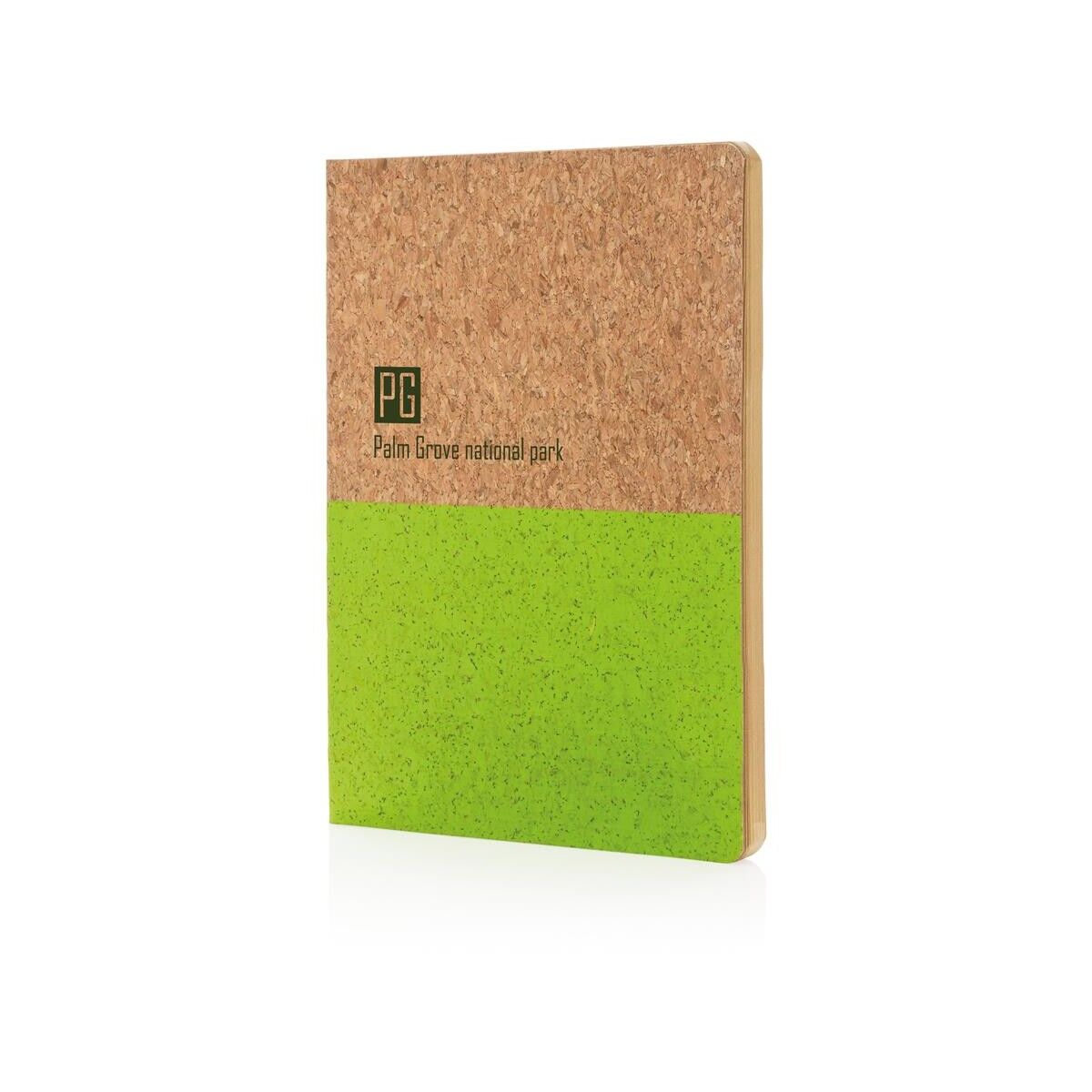 Half colour cork notebook - Green