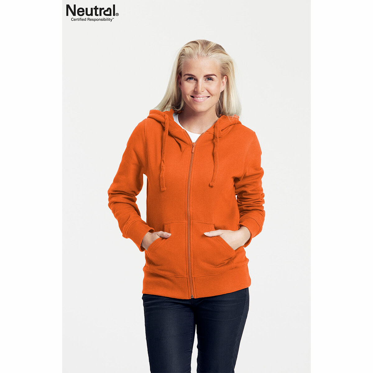 Neutral Ladies Zipped Hoodie Orange