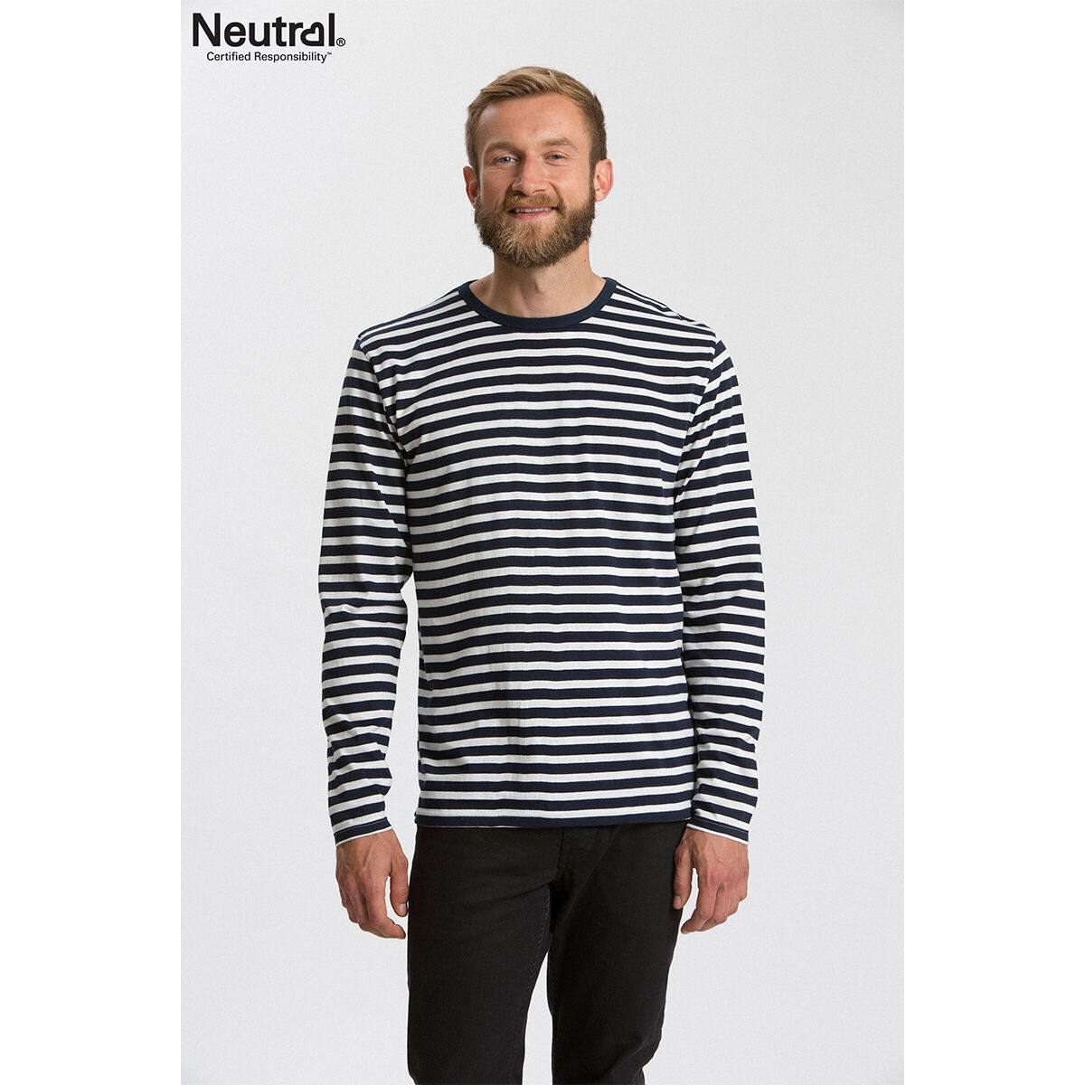 Neutral Long Sleeve Organic Men's T-shirt Striped
