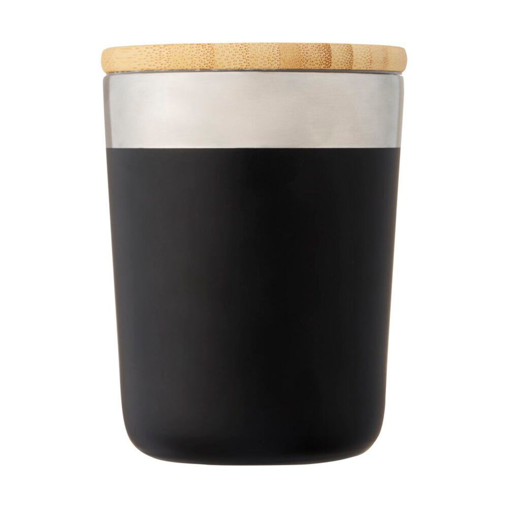 Vacuum insulated stainless steel tumbler with bamboo lid
