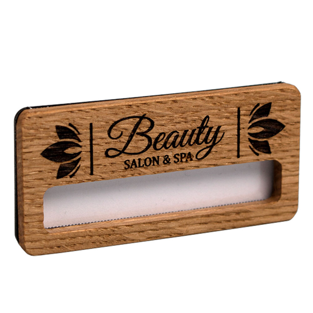 Wood-Faced Window ID Badges (name window 12 mm high)