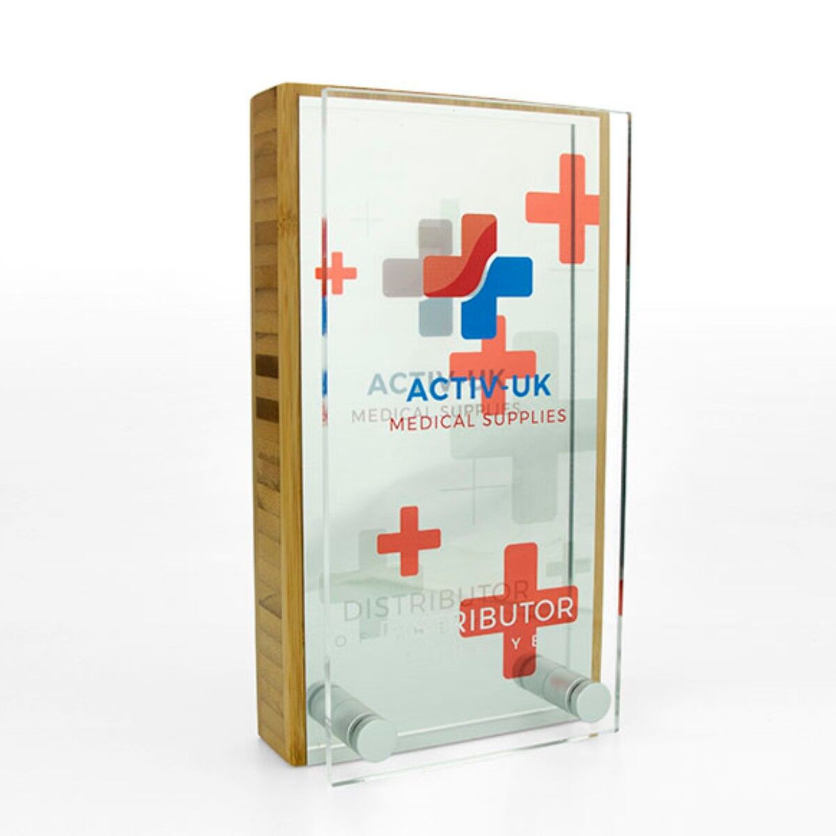 Bamboo Block Awards with metal plate and acrylic front