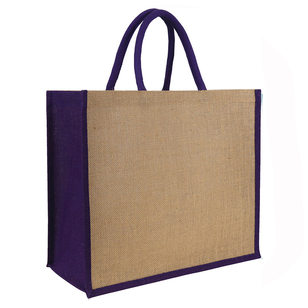 Laminated Jute Tote Bag Purple