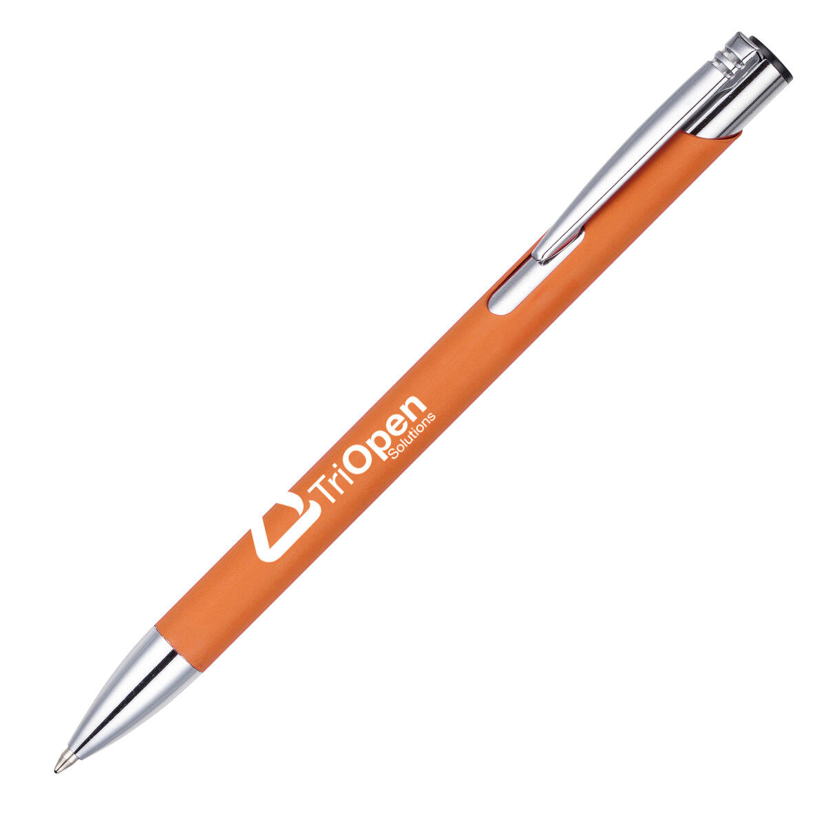 Sample branding on pen with amber colour scheme