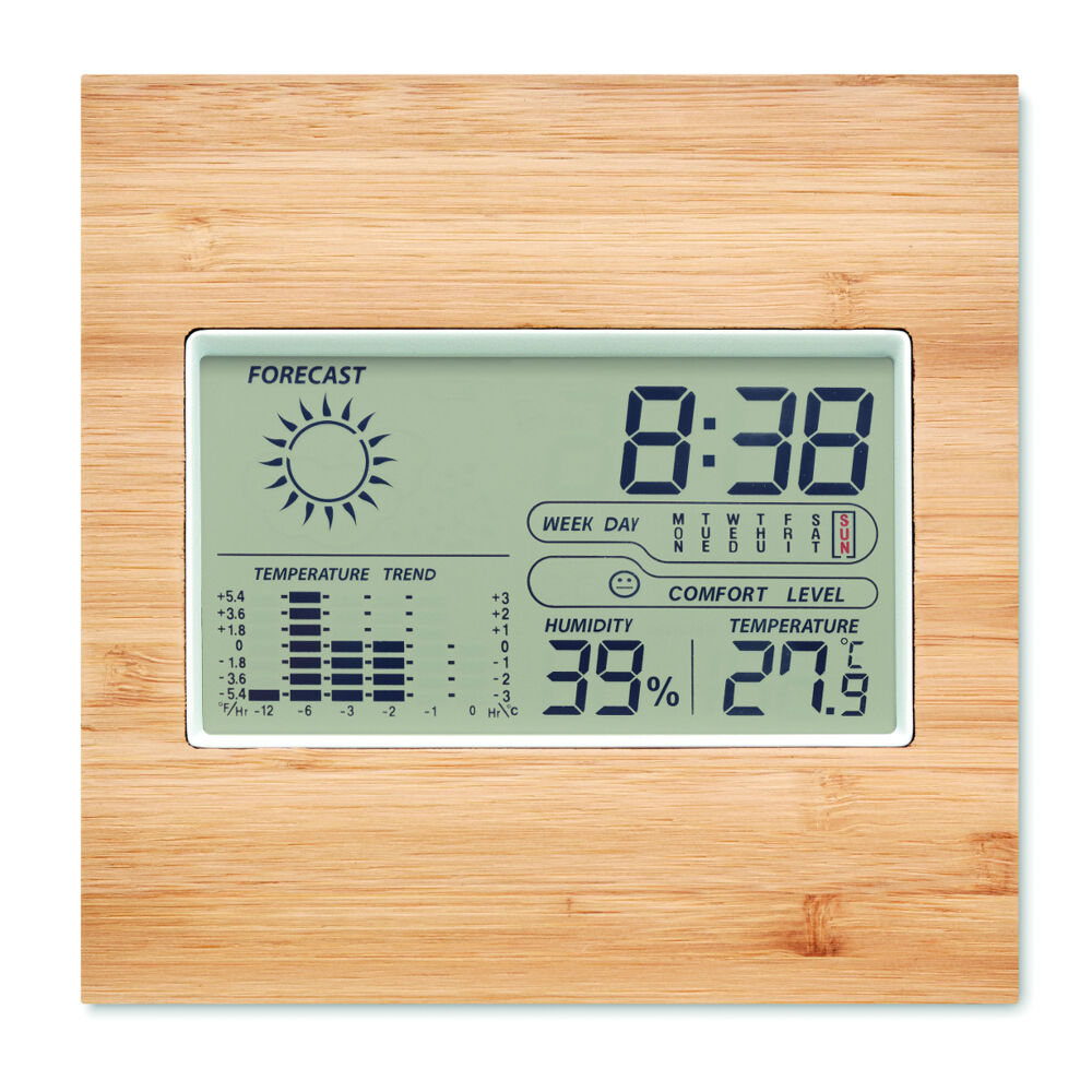Weather station with bamboo front