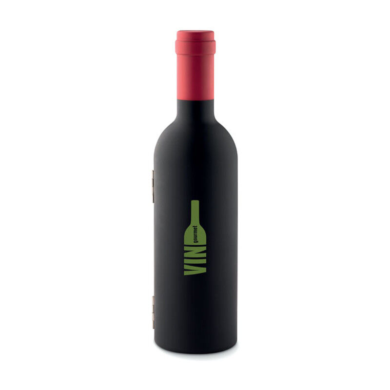 Wine set presented in bottle shaped box (sample branding)