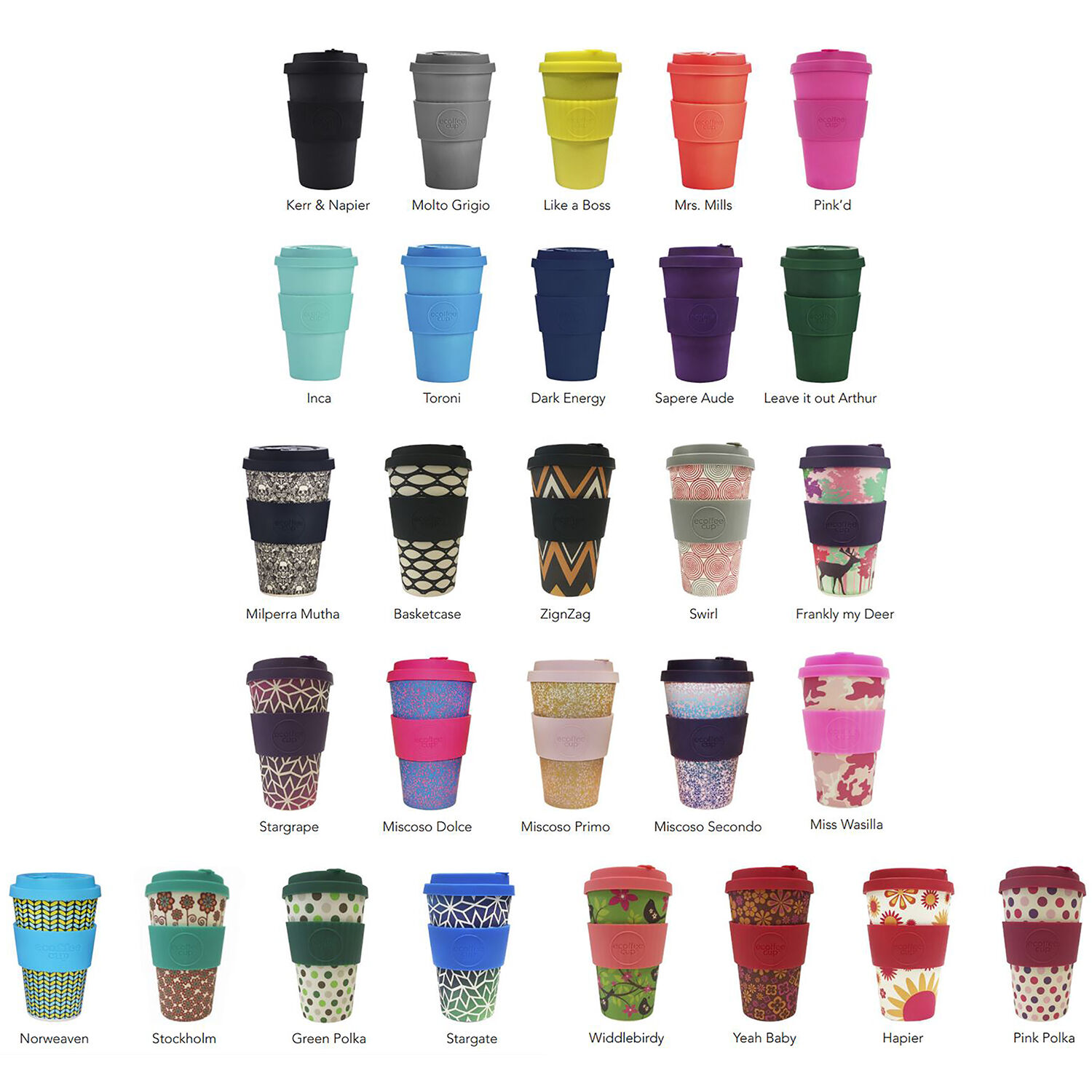 Promotional Ecoffee Cup Bamboo Takeaway Cup 14oz Colours