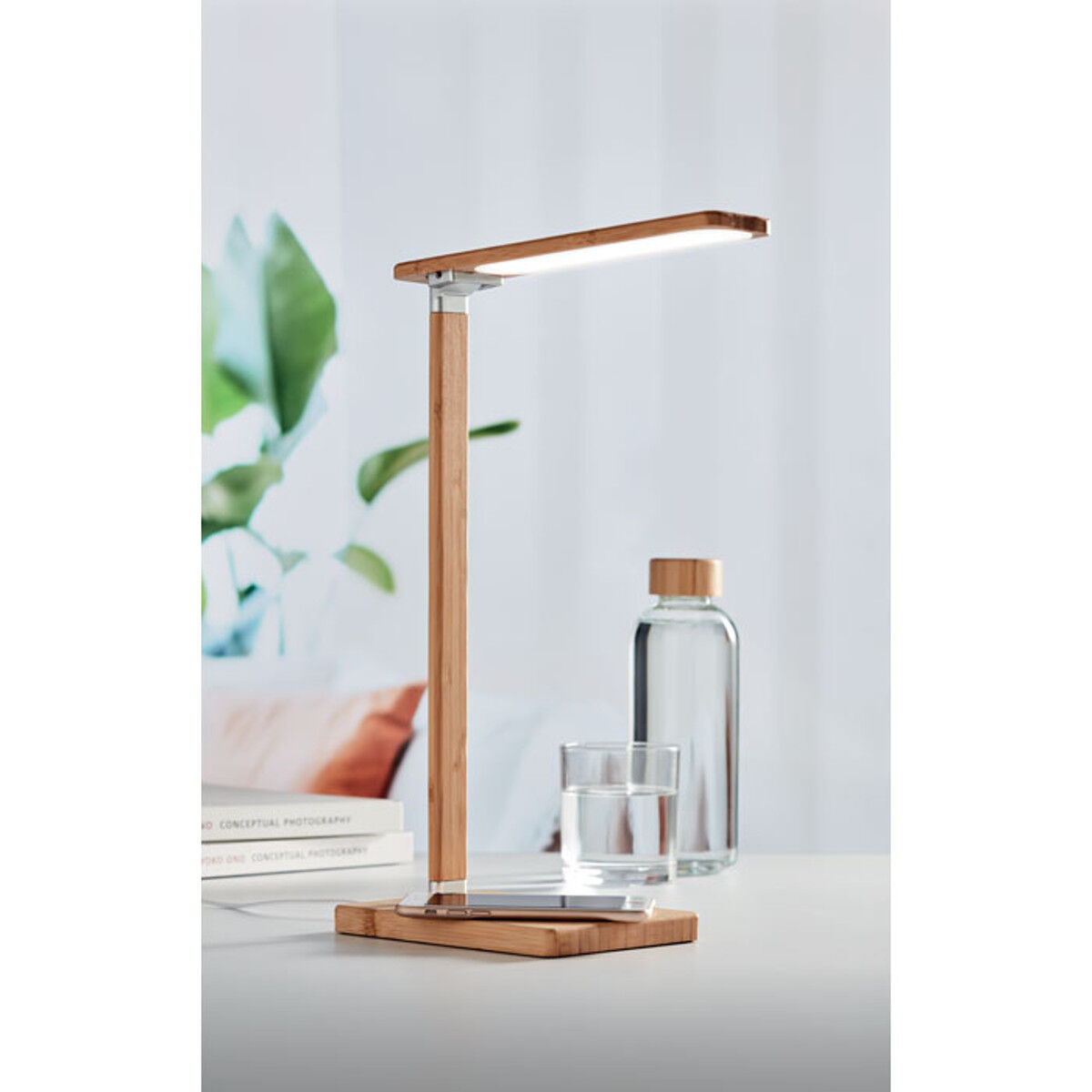 Bamboo Desk Lamp and Charging Hub