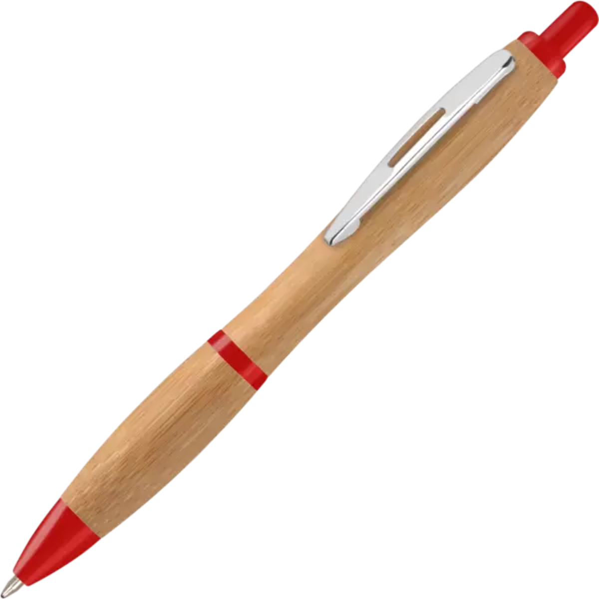 Curvy Sustainable Bamboo Pen Red trim