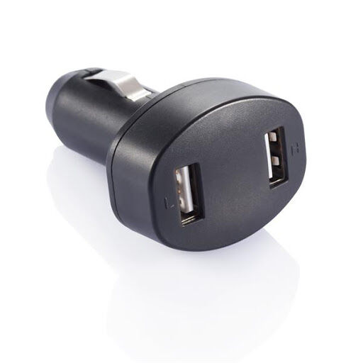 Double USB Car Charger for Branding Blue