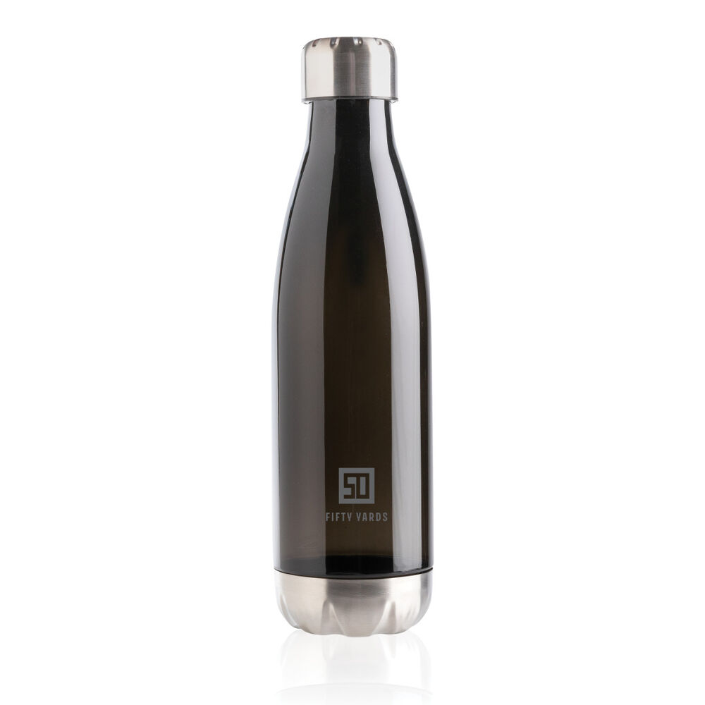 Leakproof water bottle with stainless steel lid (sample branding)
