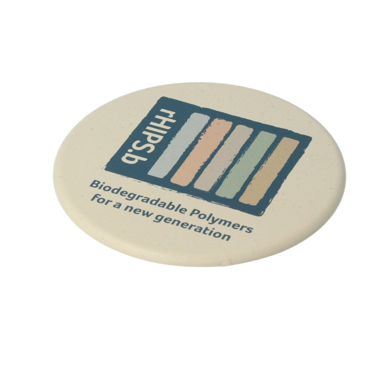 Recycled rHIPS Coaster (sand colour with sample branding)