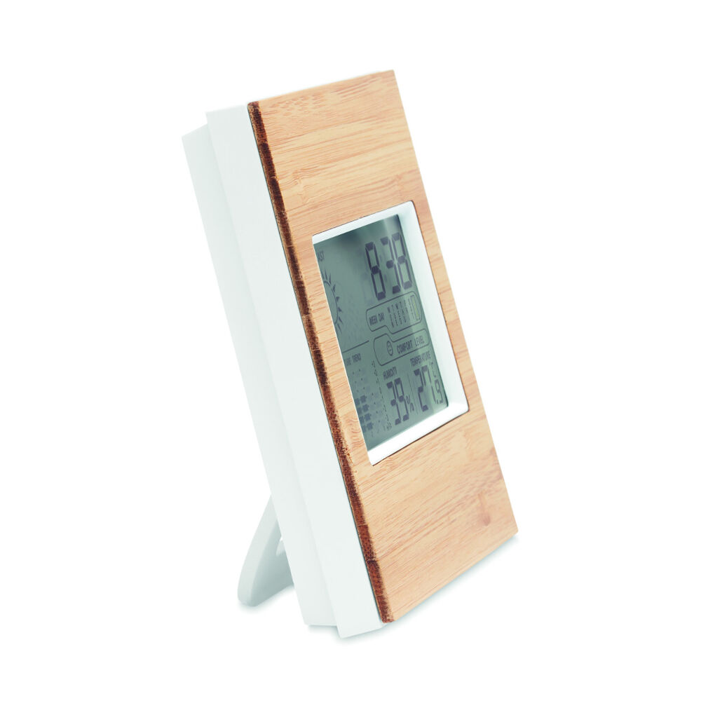 Weather station with bamboo front