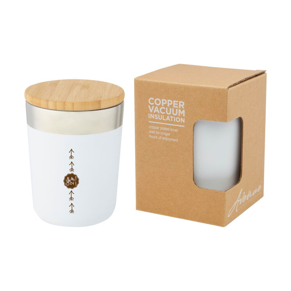 Vacuum insulated stainless steel tumbler with bamboo lid