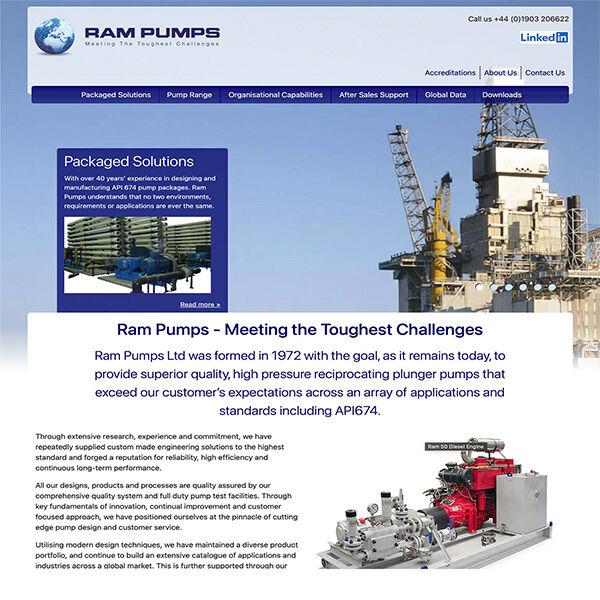 Screenshot of Ram Pumps new secure and responsive website