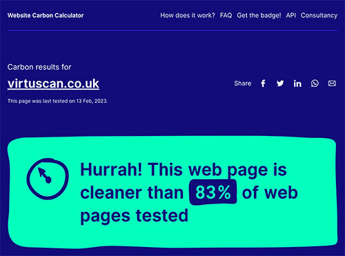 Virtuscan's Website Carbon test results, Feb23
