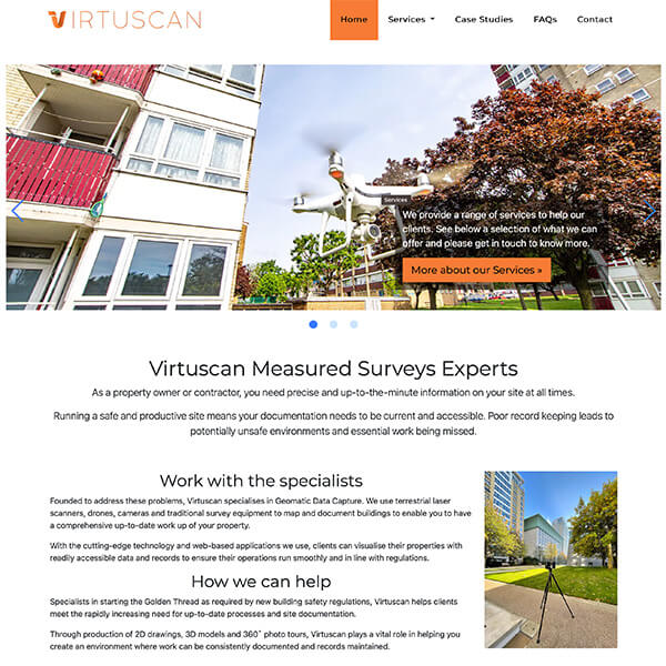 Screenshot of Virtuscan's new website