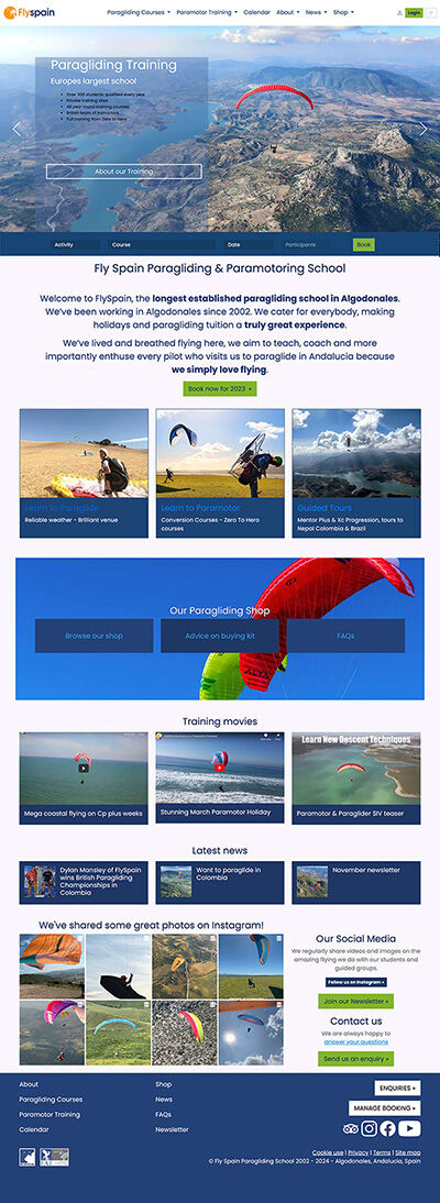 Screenshot of Fly Spain's new website design