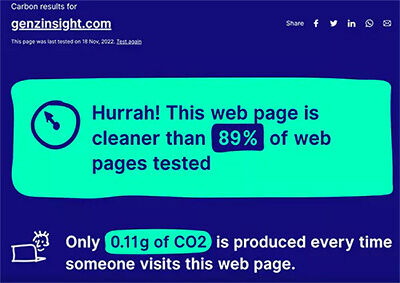 GenZ Insight Website Carbon test results, Jul22