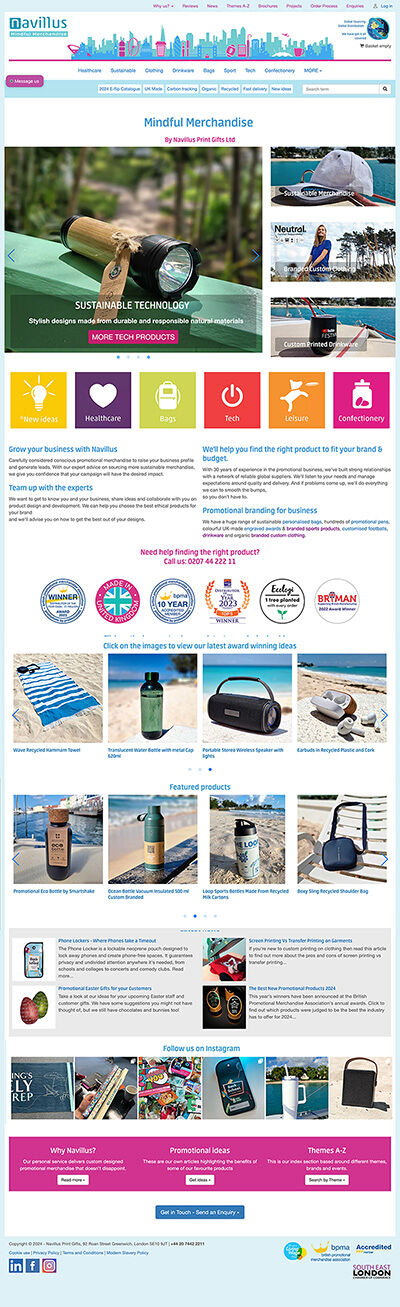 Navillus Print Gifts website screenshot